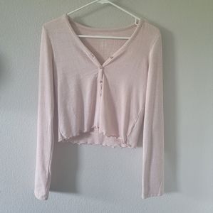American Eagle Pink Crop Long Sleeve Top